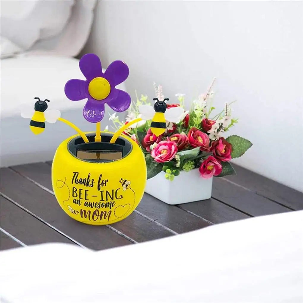 Flower Pot Solar Powered Dancing Ornaments Windowsill Car Decorations