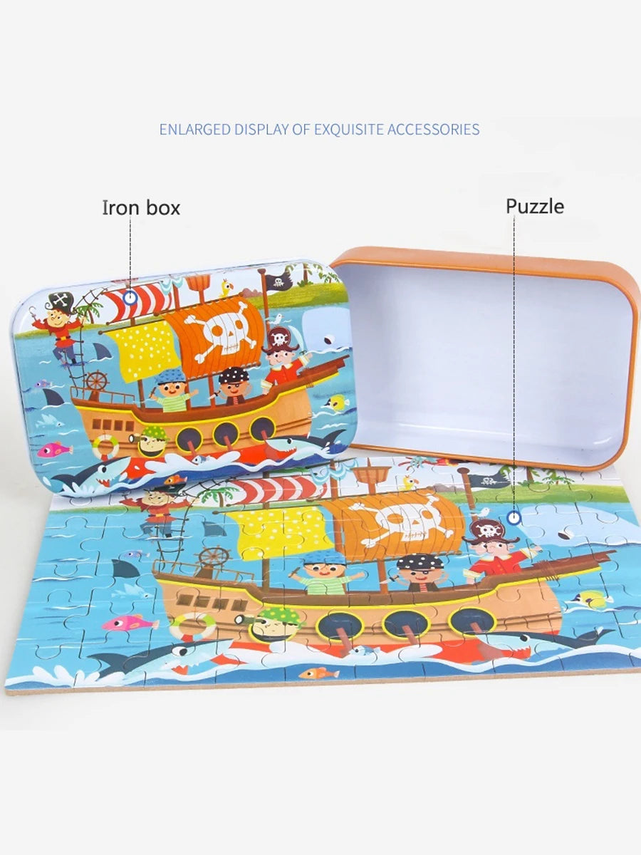 60piece Jigsaw Puzzle Montessori Games Cartoon Animal Vehicle Dinosaur Puzzles for Kids Educational Toys Children Christmas Gift
