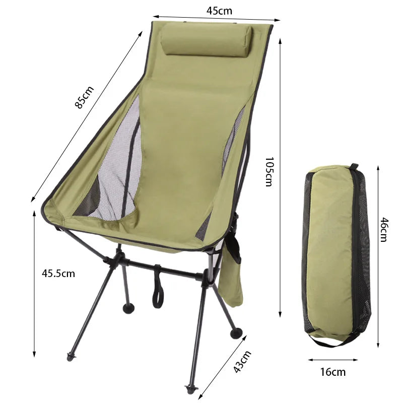 DIVEDEER Camping High-Back Moon Chair Ultra-Lightweight Aluminum Alloy Fishing Picnic BBQ Chair Portable Beach Camping Chair