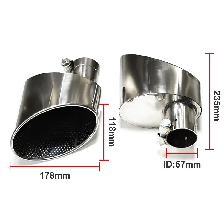 Oval Exhaust Tip For For Audi A3 A4 A5 A6 A7 Upgrade To RS3 RS4 RS5 RS6 RS7 Look Tailpipe Nozzle Exhaust System Muffler Tip