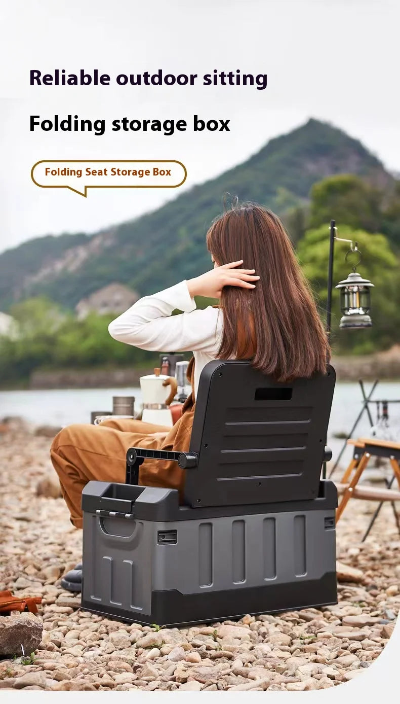 60L Outdoor Storage Box Foldable Storage Box Car Camping Accessories Car Supplies Thickened Storage Box