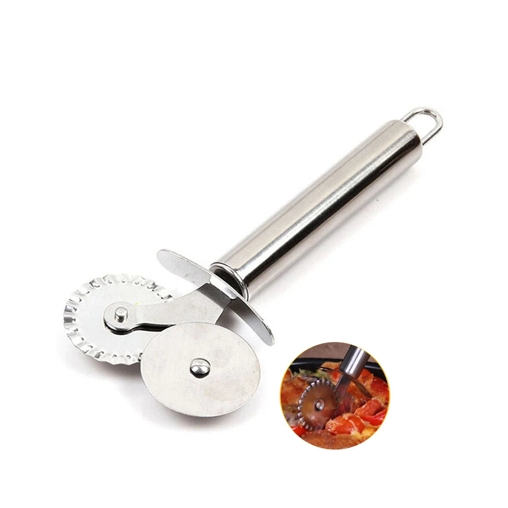 Pizza Cutter Round Double Wheel Roller Stainless Steel Kitchen Tool For Pastry Pasta