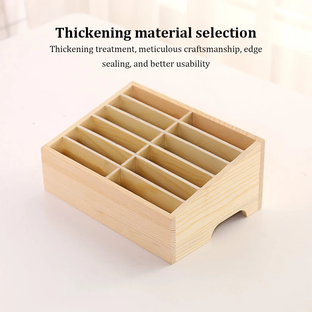 Wooden Mobile Phone Organizer - Clear Texture Light And Convenient Large Capacity Stable And Thick Wooden Storage Box