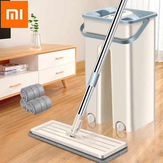 Xiaomi Mijia Mops Magic Floor Mop Squeeze Mop with Bucket Flat Bucket Rotating Wash Floor Cleaning House Home Cleaner Easy