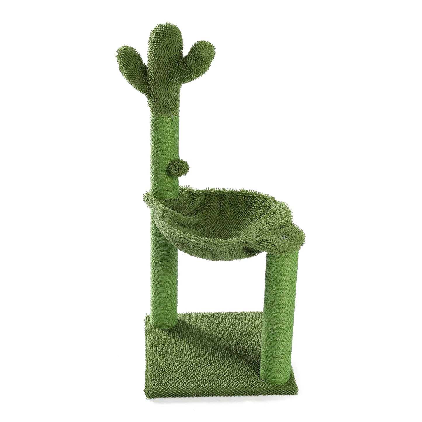 Cactus Cat Tree Cat Scratching Post with Hammock Play Tower, Full Wrapped Sisal Scratching Post for Cats 93.5cm Green