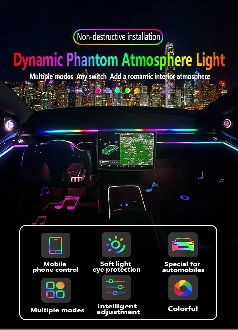 For Kia 64 Color RGB Symphony Car LED  Interior Ambient Light