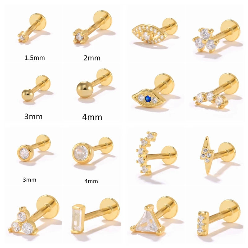 CANNER 1PC Multi Size White Zircon Blue Eye Earring For Women 925 Sterling Silver Piercing Stud Earring Pendiente Plata Jewelry