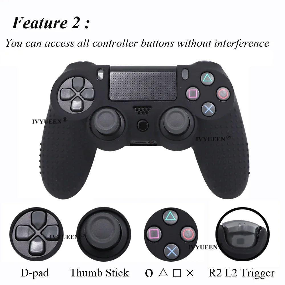 IVYUEEN Anti-slip Silicone Cover Skin Case for Sony PlayStation Dualshock 4 PS4 DS4 Pro Slim Controller