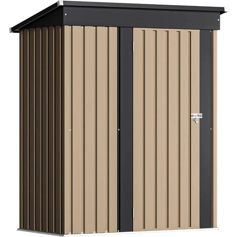 Outdoor Storage Shed 6 X 8 FtWholesale Tool Shed Metal Storage Garden Shed with Door & Lock for Patio Storage Brown