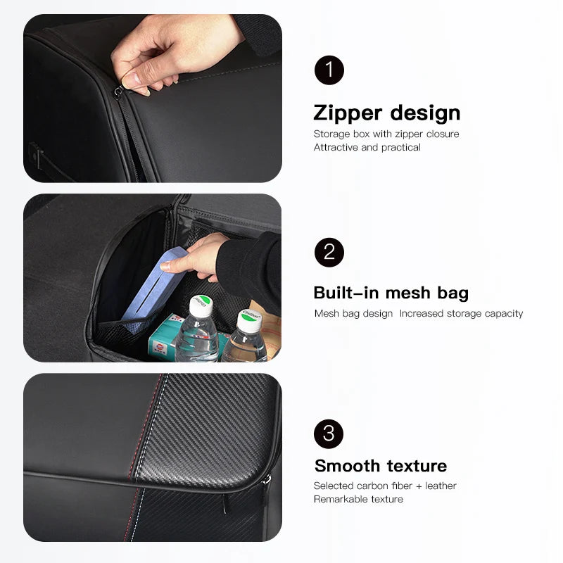 KIA Car High-capacity Leather Storage Bag Car Trunk Organizing Box For KIA EV6 Stinger RIO Sorento Picanto Ceed Borrego Syros K4