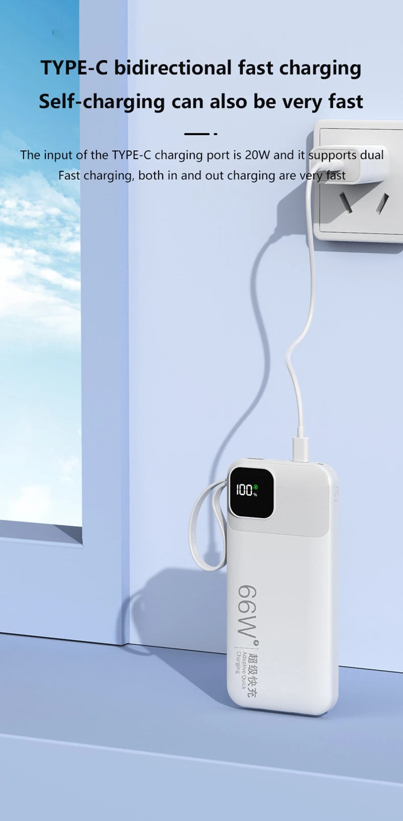 ONEPLUS Power Bank 50000mAh External Spare Battery 66W Fast Charging Portable Charger for IPhone Xiaomi Redmi Poco Powerbank