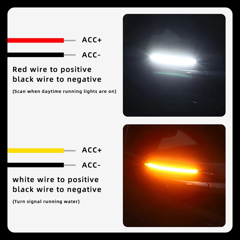 2xCar Rearview Mirror Indicator Lamp DRL Streamer Strip Flowing Turn Signal LED Light Source For Rearview Mirror Indicator Lamp