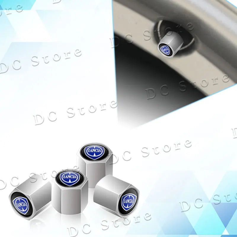 4Pcs Car Decor Metal Emblem Wheel Tire Valve Stem Caps Tyre Air Dust Cover For Lancia Logo Delta 3 Musa Ypsilon Phedra Voyage