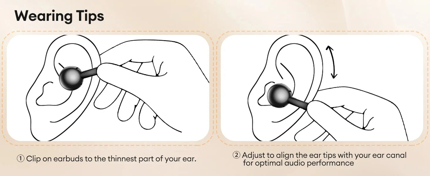 HYUNDAI HY-C02 Ear Clip Screen Display Earphones Wireless Bluetooth Headphones  Mic High Sound Stereo Sound Earbuds