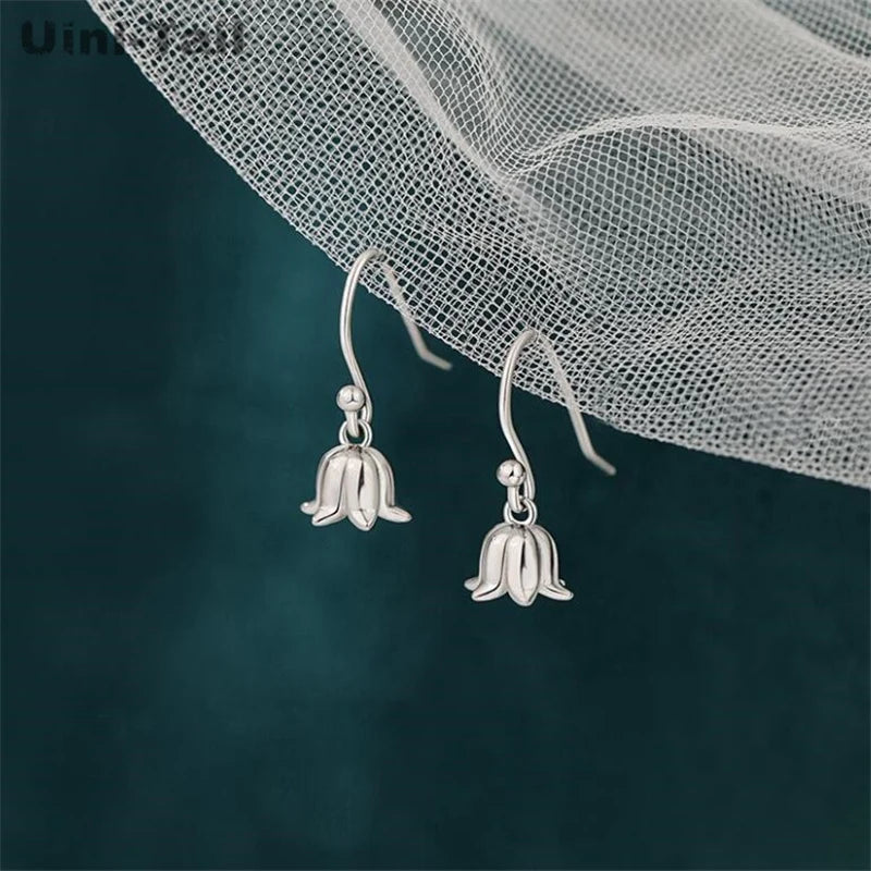 Uini-Tail Hot Selling New 925 Tibetan Silver Sweet Bell Orchid Earrings Fashion Trend Delicate Dynamic High Quality Earrings