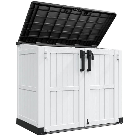 Outdoor Storage Cabinet 36 Cu Ft with Lockable Doors, Portable Horizontal Resin Storage Shed -Easy to Assemble,, Custom
