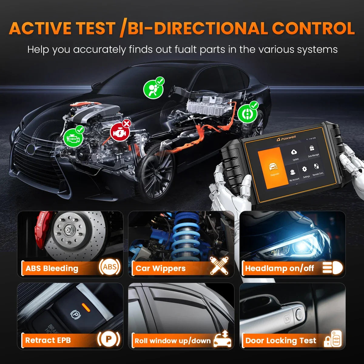 2025 Foxwell NT726 OBD2 Scanner BI-Directional All Systems Oil EPB Battery Registration 12 Reset OBD 2 Car Diagnostic Scan Tool