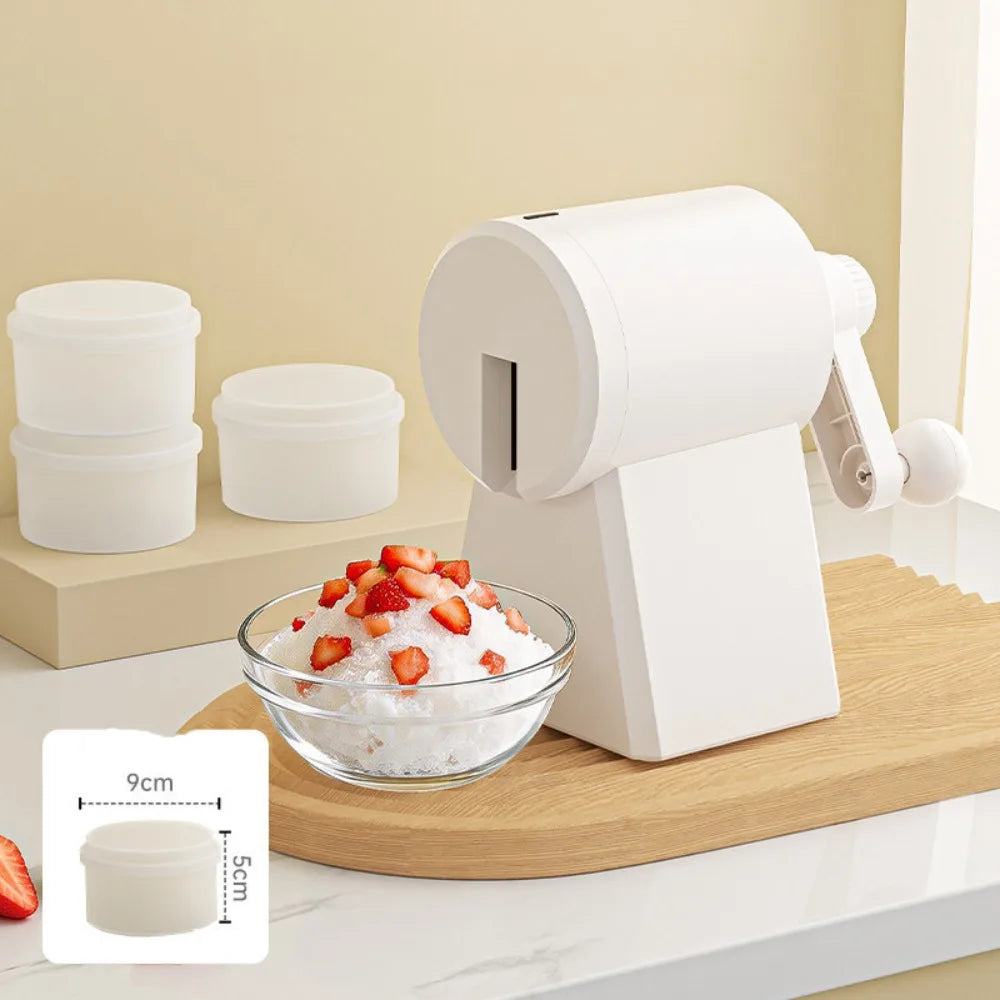 Portable Hand-Cranked Shaved Ice Machine with Ice Box Labor Saving Ice Crusher Plastic Smoothie Machine Street Stall