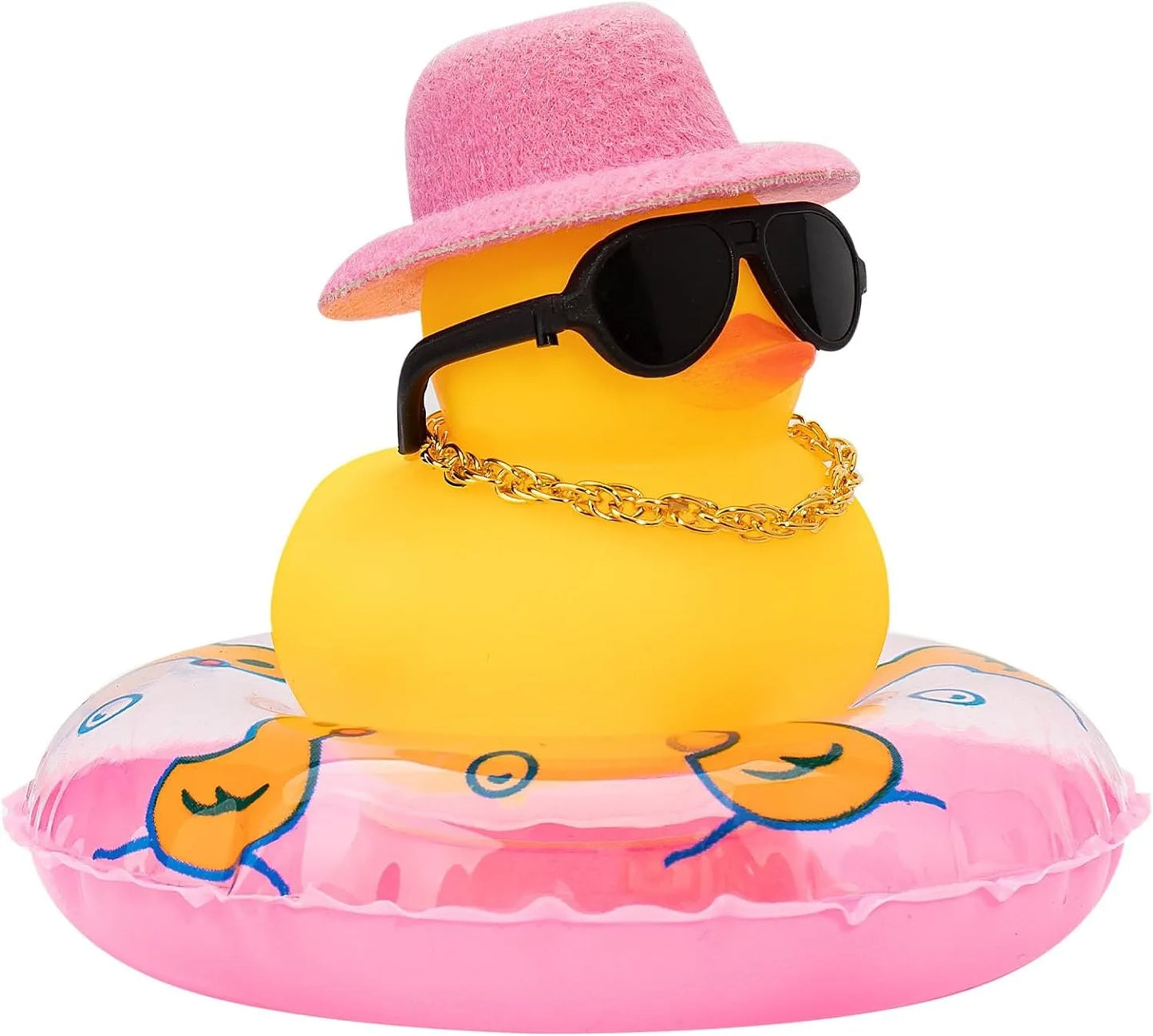 Cowboy Duck Car Dashboard Decorations Rubber Duck  with Cool Accessories Mini Swim Ring Sun Hat Sunglasses Scarf or Necklace