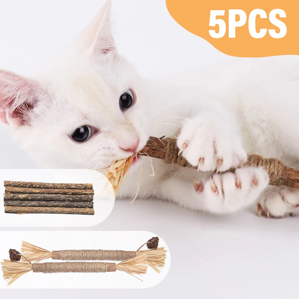 5pcs Pet Cat Snacks Sticks Catnip Polygonum Kitty Raffia Grass Pet Supplies Stick Pet Bite Cat Toy Hemp Rope Cats Accessories