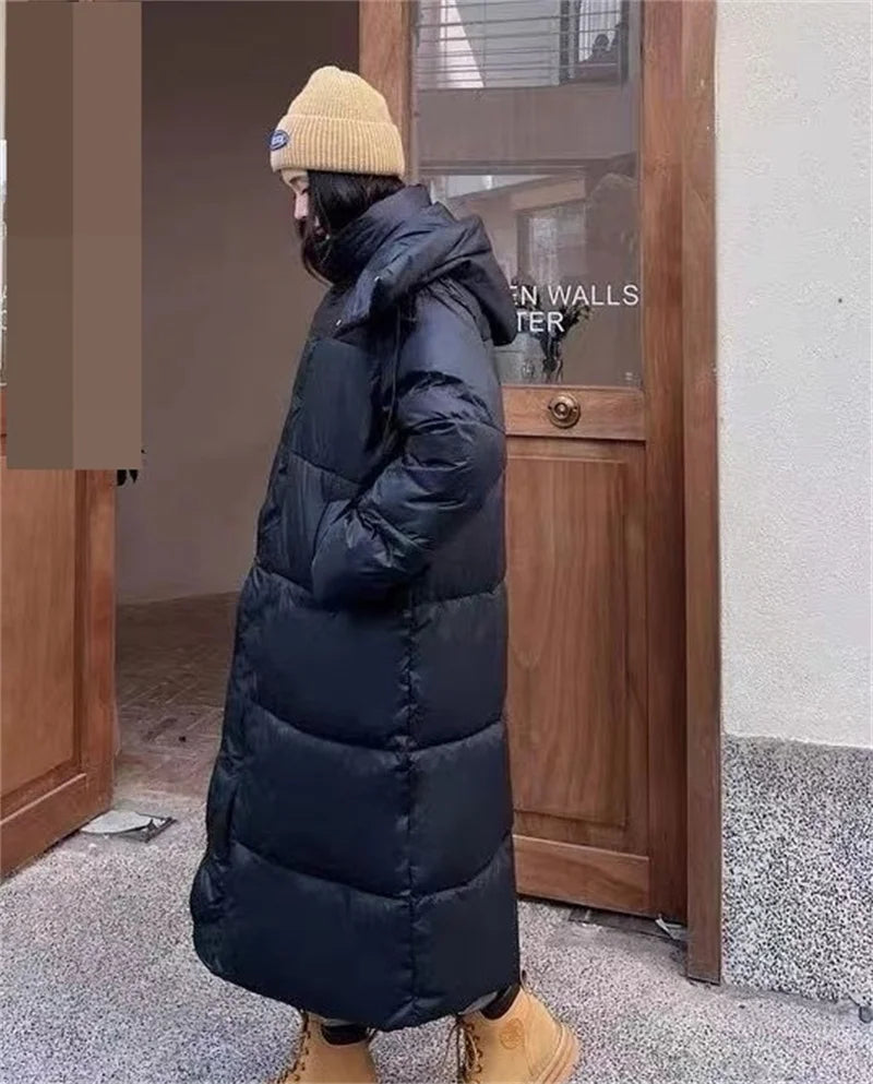 2024 New Warm Winter Puffer Jacket Hooded Long Women Parkas Thick Cotton Padded Windproof Overcoat Casual Loose Snow Wear Jaquet