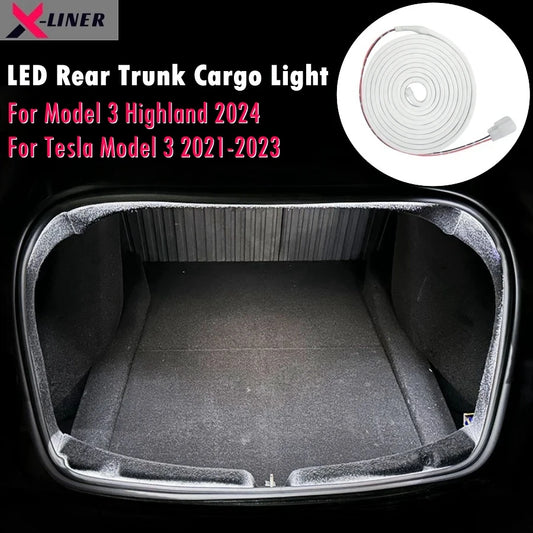 For Tesla Model 3 2021-2024 Highland LED Rear Trunk Cargo Light Interior Decoration Lights Model 3 Accessories Waterproof Lamp