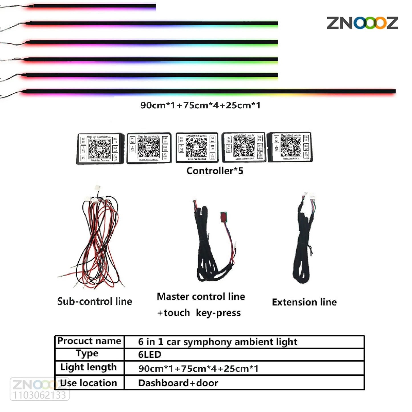 For Kia 64 Color RGB Symphony Car LED  Interior Ambient Light