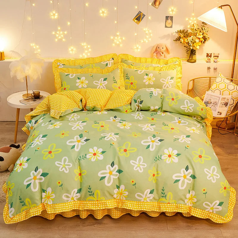 Kuup New Duvet Cover kawaii Bedding Set Twin Size Flower Quilt Cover 150x200 High Quality Skin Friendly Fabric Bedding Cover