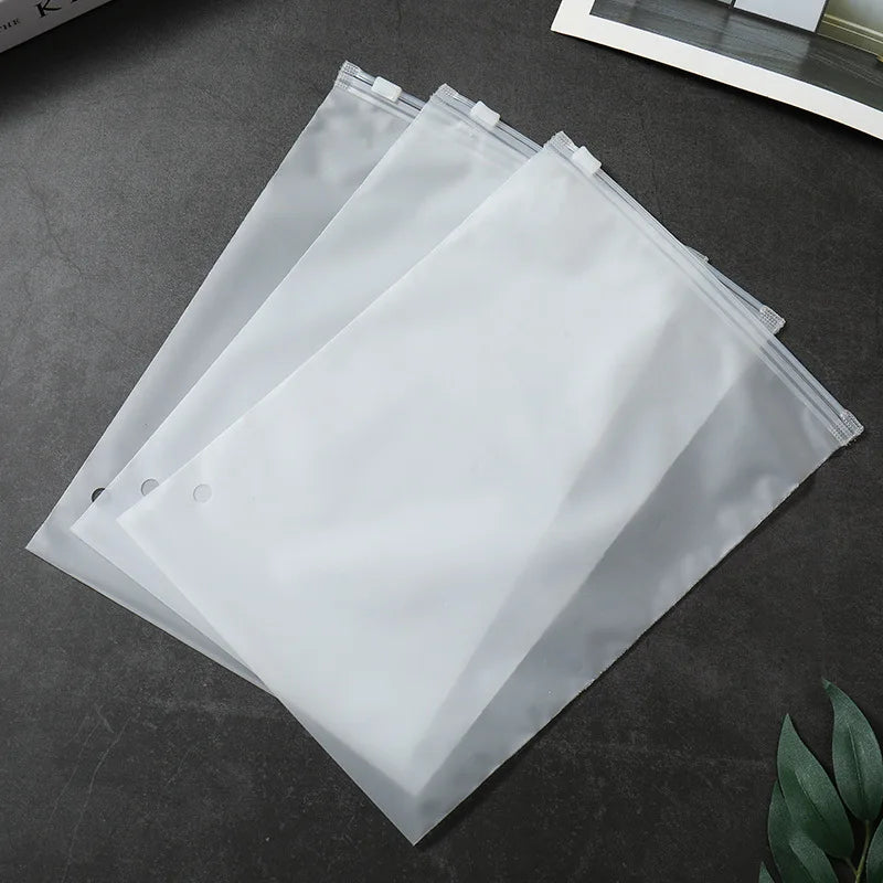 50 Pack Product Printed Logo Frosted Garment Packaging Bags Poly Zipper Travel Storage Underwear Socks Hoodie Ziplock Bags