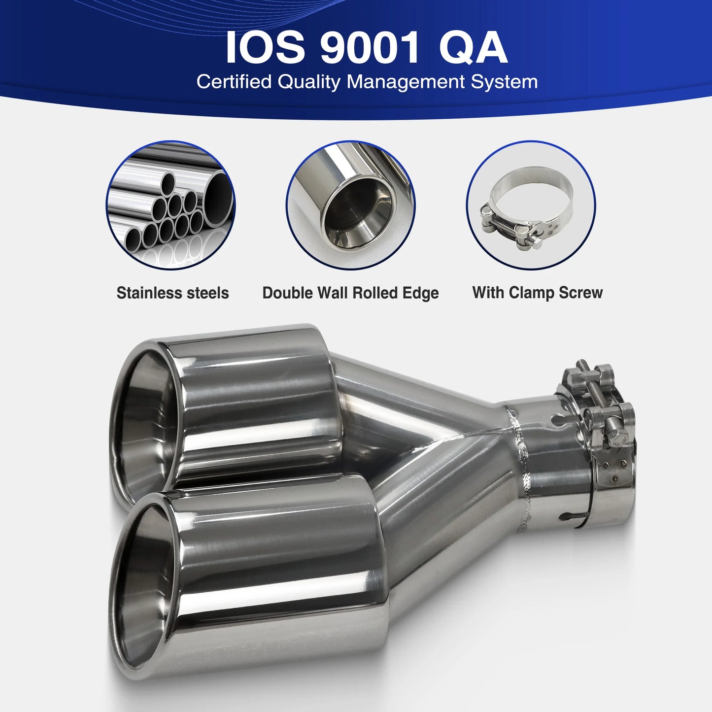 Exhaust Racing Dual Car Modification Stainless Steel Universal Automobile Exhaust Pipe Muffler Double Exhaust Tips