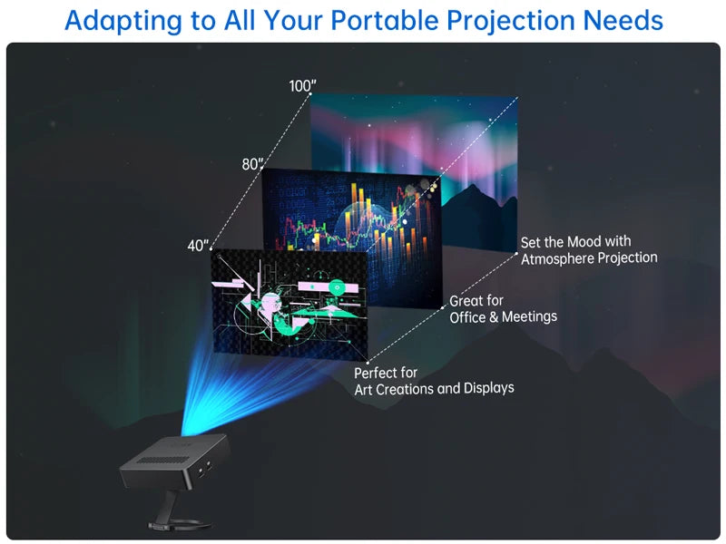 8849 MARS Mini Projector Portable DLP Projector Pocket Size Auto Focus & Key Compatible for Laptop, PC, Smartphone
