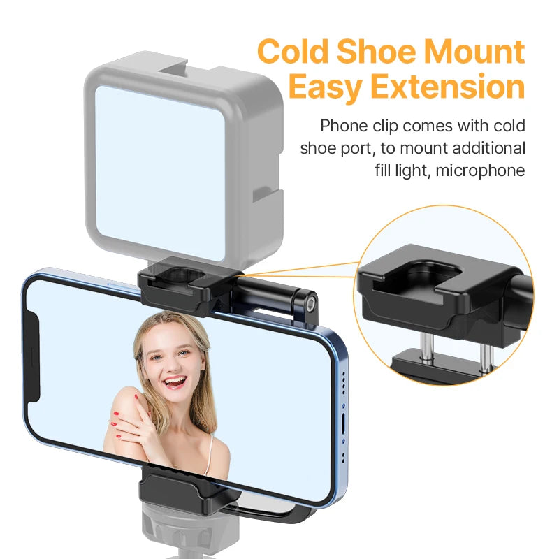 Ulanzi ST-30 Phone Clip Flip Mirror Kit Universal Smartphone Vlog Adjustable Angle Selfie Bracket with Cold Shoe for Video Light