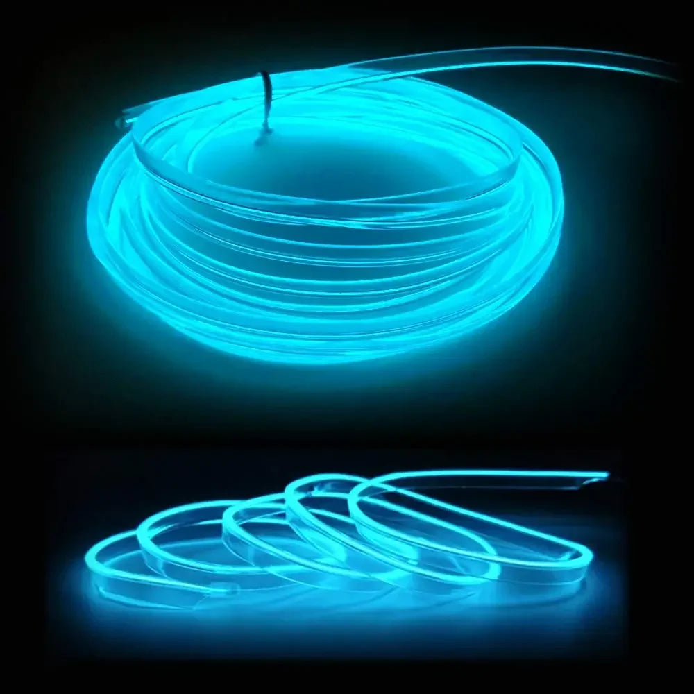 New 5M Car Interior Led Strip Light Neon EL Wiring Decorative Lamp For Auto DIY Flexible Ambient Light USB Party Atmosphere Diod