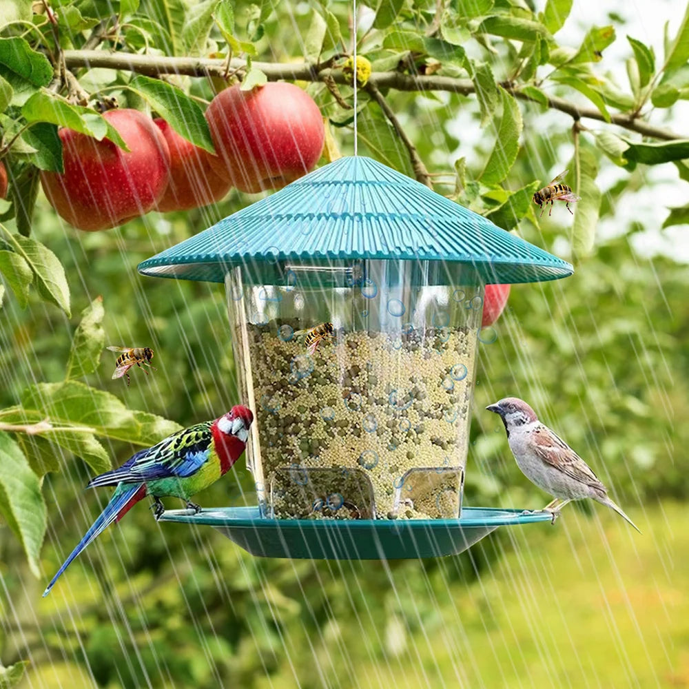 Window Wild Bird Feeder House Transparent Plastic Bird Feeder Hanging Peanut Nut Feeding Station Garden Seed Dispenser