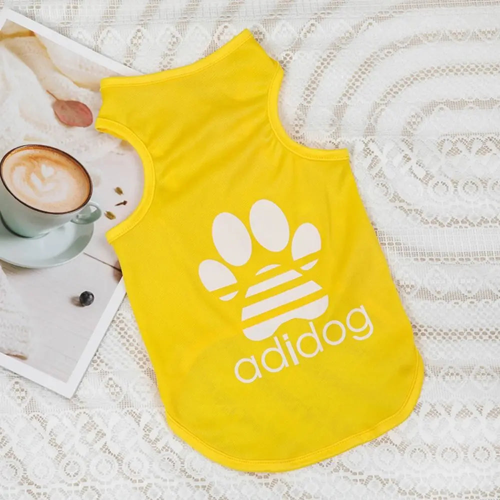 Dog Tank Top Puppy Cat Breathable Cool Mesh T Shirt Cartoon Print Dog Sun Protection Clothing Polyester Cat Thin Vest Summer