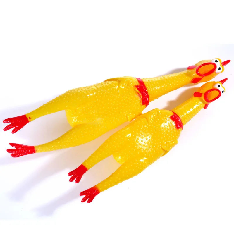 Fashion Pets Dog Squeak Toys Screaming Chicken Squeeze Sound Toy For Dogs Super Durable Funny Yellow Rubber Chicken Dog Chew Toy