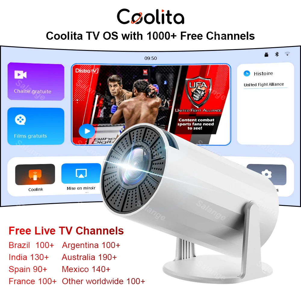 X8Mini Smart Projector with Lifetime Free TV Channels WiFi6 BT5 Support 1080P Video Projector Coolita OS Home Cinema