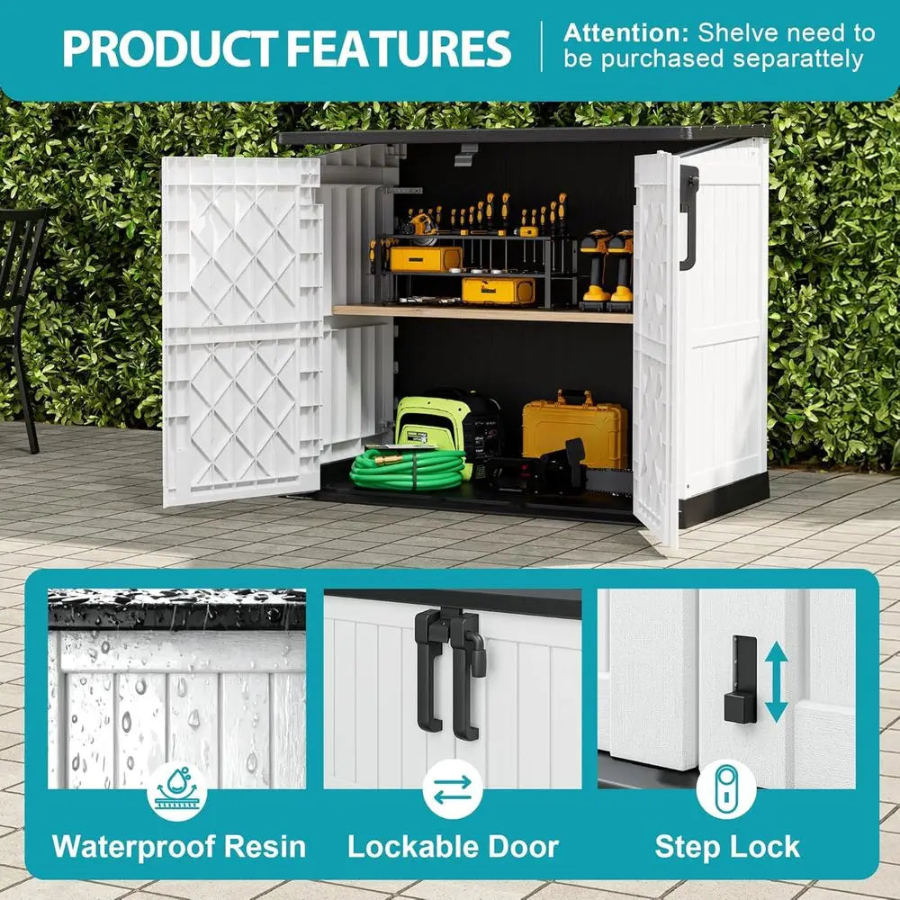Weatherproof 36 Cu. Ft. Horizontal Outdoor Storage Shed with Lockable Door