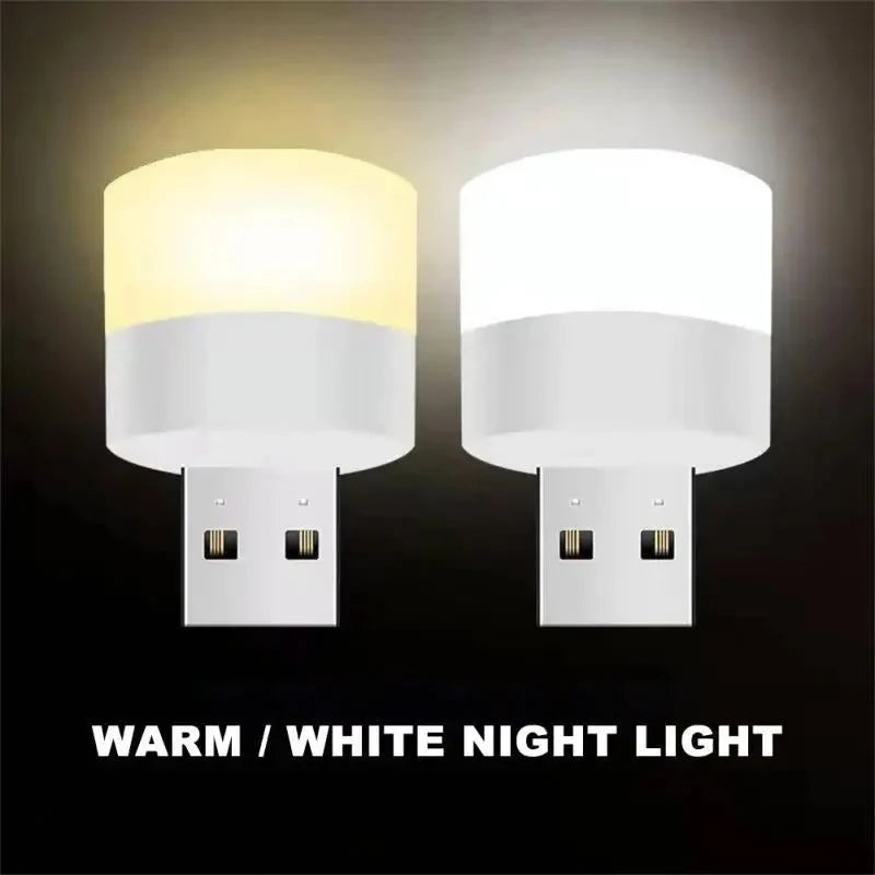 1-20Pcs Mini USB Night Light Warm White Eye Protection Book Reading Light USB Plug Computer Mobile Power Charging LED Night Lamp