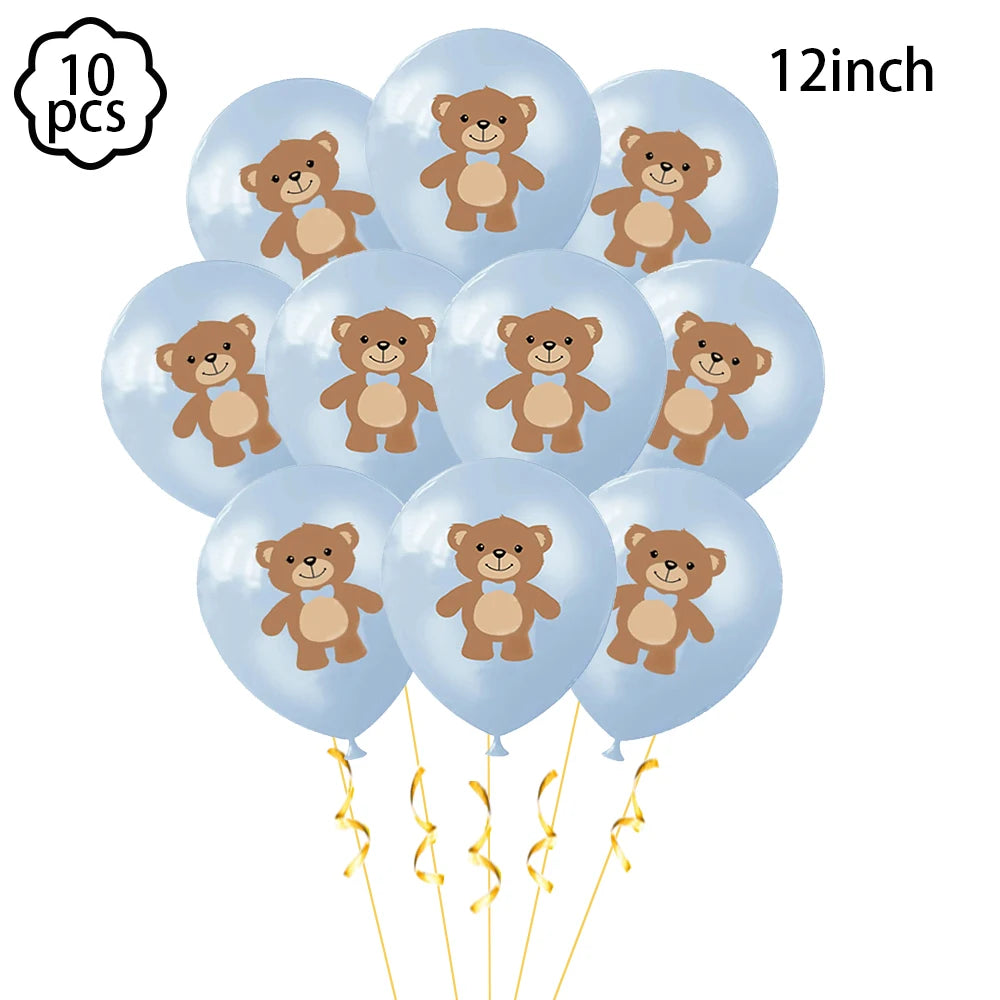 Coffee Brown Teddy Bear Balloon Number Heart Balloon set kid Birthday Party Decoration Baby Shower wedding Valentine's Day decor