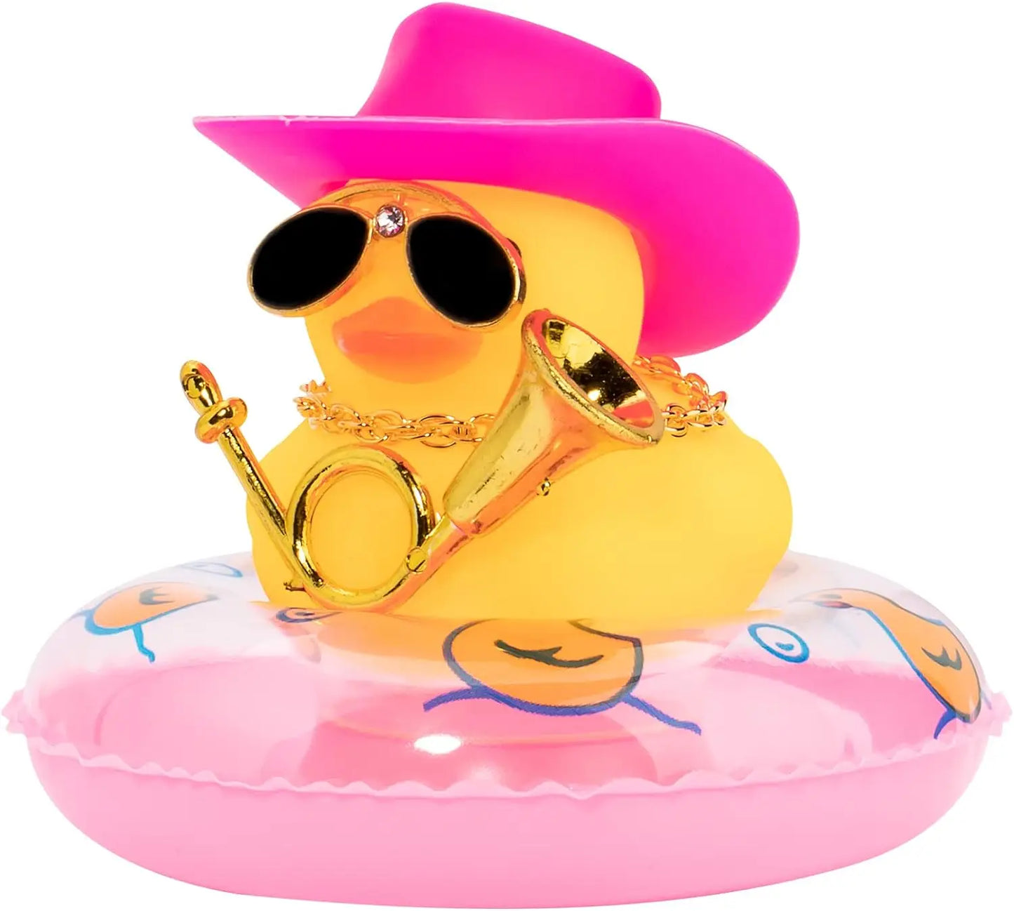 Rubber Duck Dashboard Decorations Camera Duck Car Accessories for Car Ornament with Mini Hat Swim Ring Necklace and Sunglasses