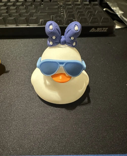 Car Duck Car Rubber Dashboard Decorations Ornament Yellow Duck with Mini Swim Ring Sun Cowboy Hat Necklace