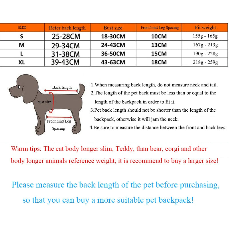 Cats and dogs Breathable outdoor portable backpack Pet backpack Chest bag Pet travel backpack four-legged backpack