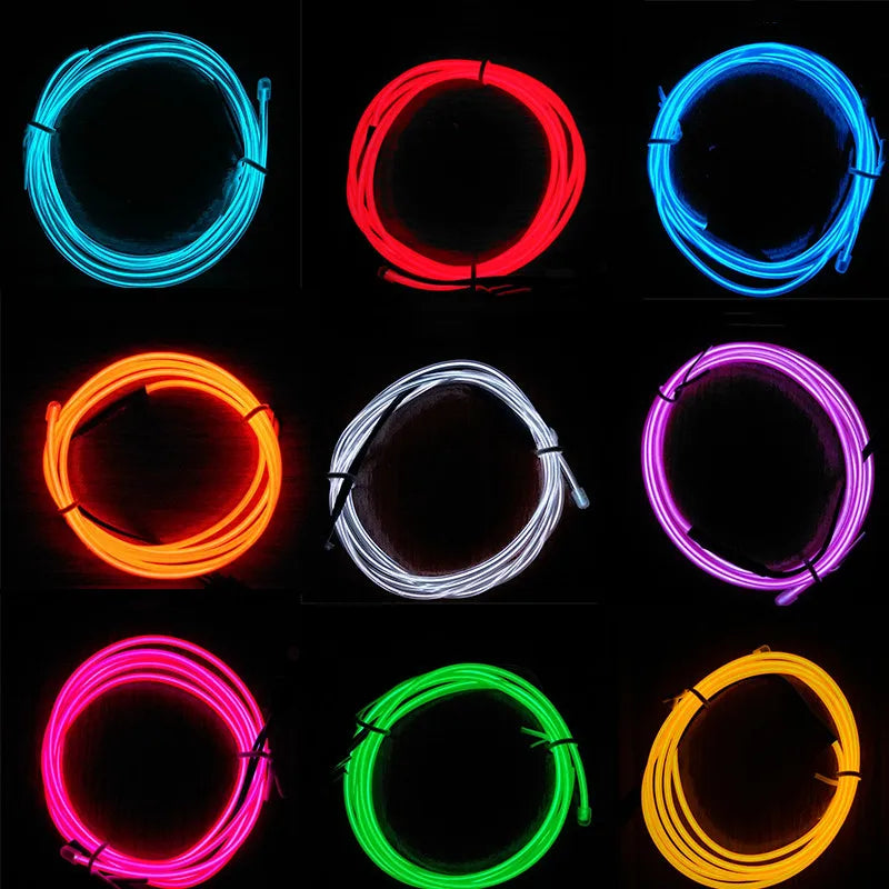 Hot Sale 1M/2M/3M/5M Car Interior Lighting LED Strip Decoration Garland Wire Rope Tube Line Flexible Neon Lights With USB Drive