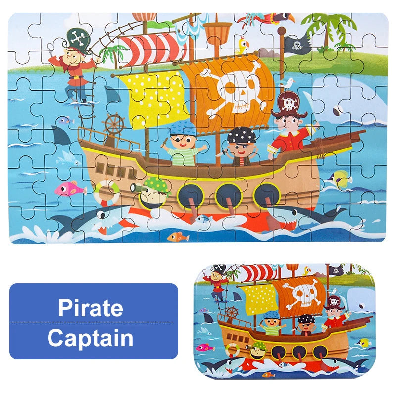 60piece Jigsaw Puzzle Montessori Games Cartoon Animal Vehicle Dinosaur Puzzles for Kids Educational Toys Children Christmas Gift