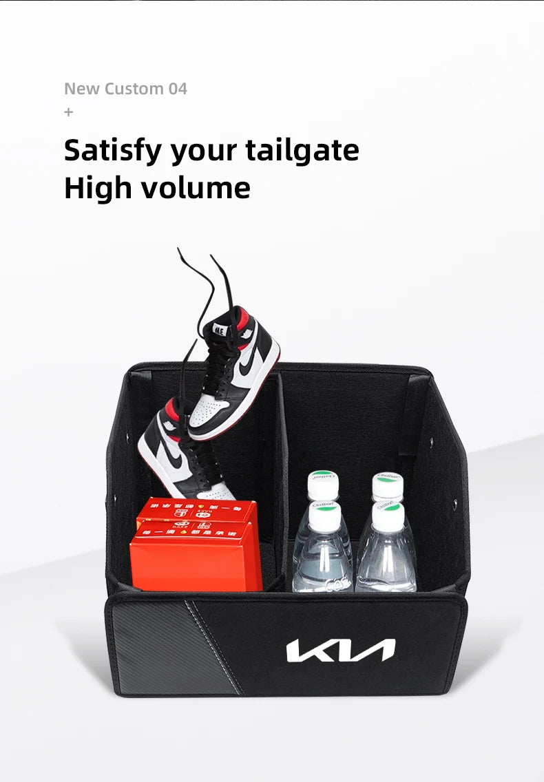 KIA Folding Car Trunk Organizer Box Storage Bag Tools Tidying For KIA EV6 Stinger RIO Sorento Picanto Ceed Borrego Syros K4 K5