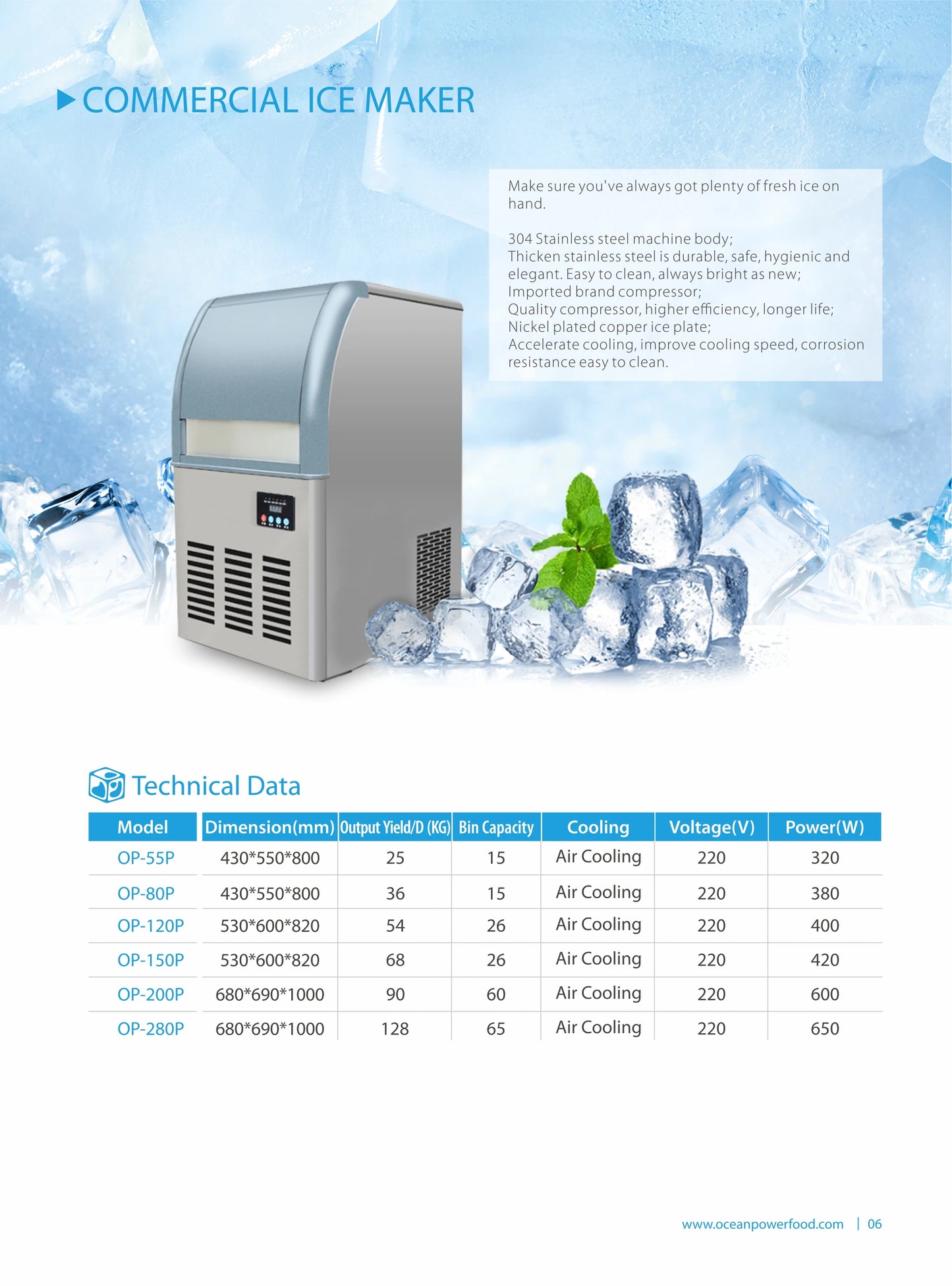Air Cooled Undercounter Full Cube Ice Making Machine High Productivity 220V 380V for Commercial Restaurant Bar Coffee Shop