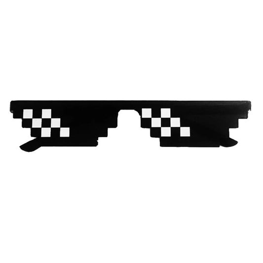 MOONBIFFY Funny Glasses Women Men Polygonal Brand Thug Life Sunglasses Mosaic Masculine 8 Bits Style Pixel Sun Glass Fashion