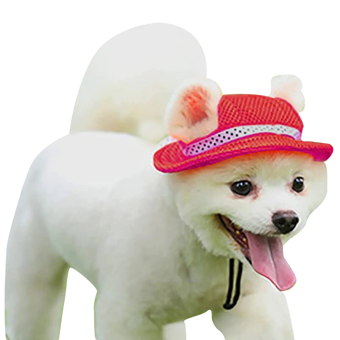 Dog Hat Pet Hats Round DogHat Outdoor Breathable Sun Protection Cap Mesh Sun Cap With Adjustable Chin Strap For Dogs Cats