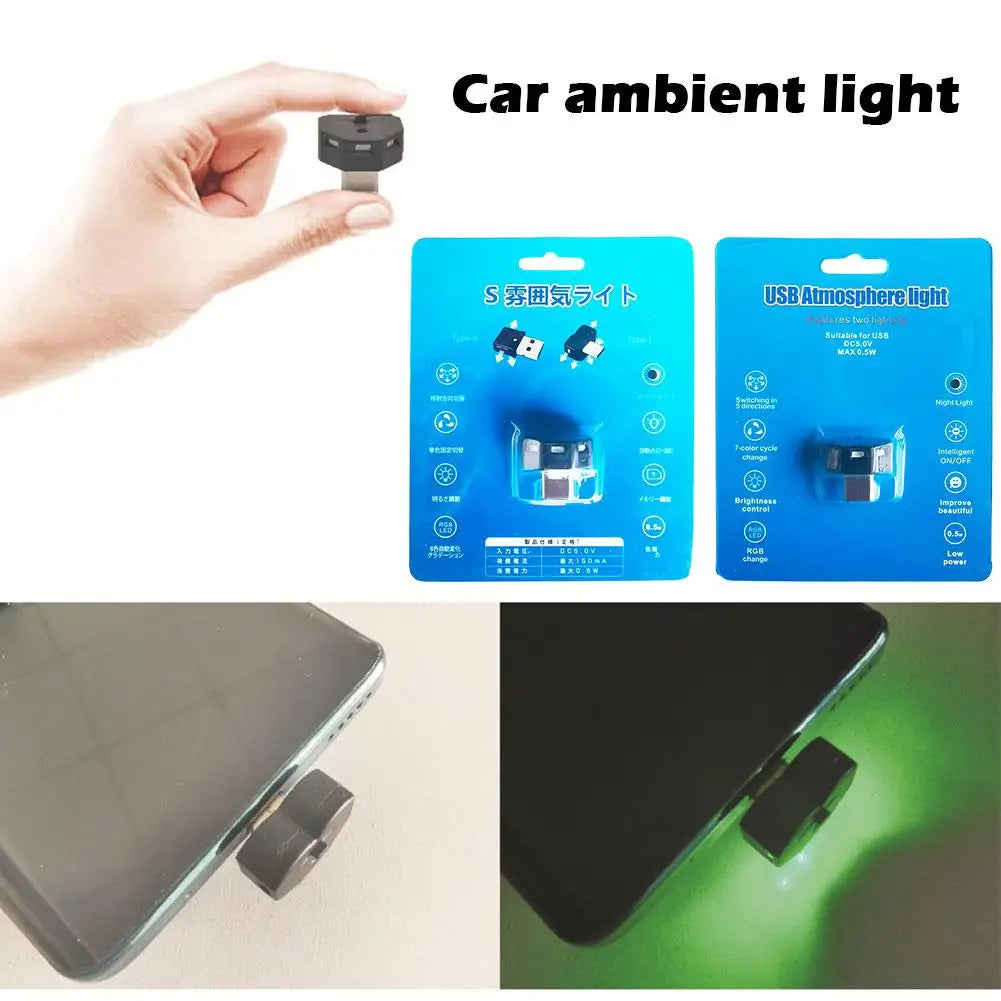 DC5V Car Atmosphere Light USB Ambient Lamp LED Lights Accessories Home Interior Plug Portable Adjustable Auto Y4P6